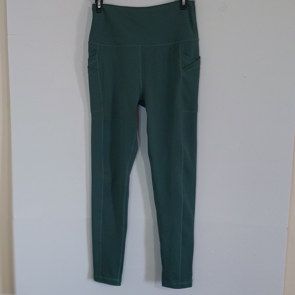 Stylish Teal High-Waisted Leggings Pockets In Side Size Small . - Picture 3 of 11